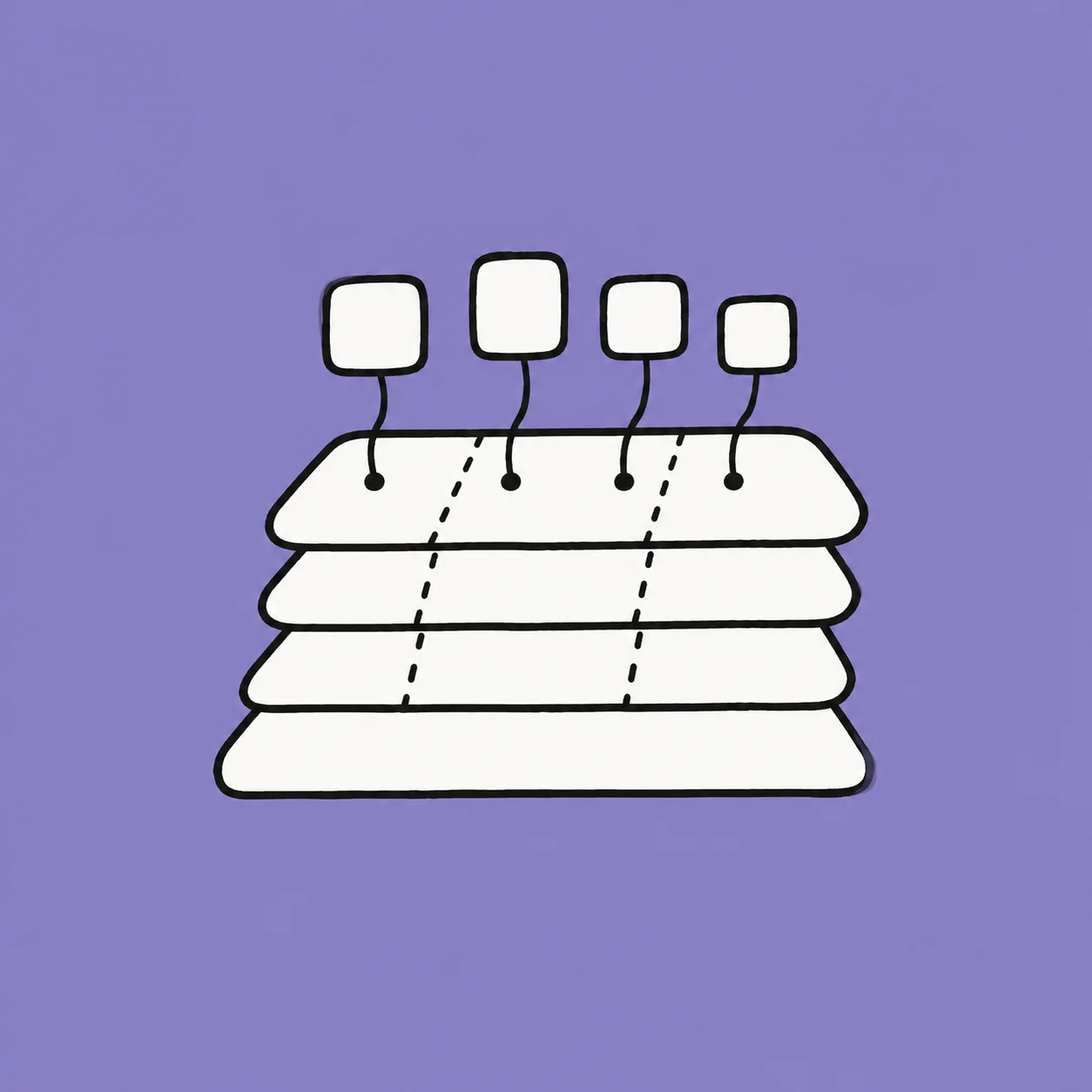 Illustration of stacked layers representing Feature-Sliced Design